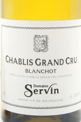 вино Domaine Servin Chablis Premier Cru Blanchot 0.75 л белое сухое этикетка