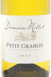 вино Domaine Millet Petit Chablis 0.75 л белое сухое этикетка