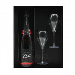 Champagne Delot Brut Rose 0.75l Gift Box with 2 glasses Шампанское Дело Брют Розе 0.75 л в п/у с 2 бокалами