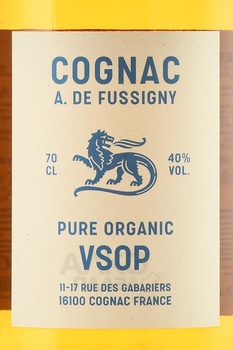 A. de Fussigny, Pure Organic VSOP - коньяк А. де Фуссиньи Пюр Органик ВСОП 0.7 л