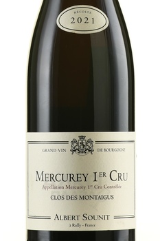 Albert Sounit Mercurey 1-er Cru Clos de Montaigu - вино Альбер Суни Меркюре Премье Крю Кло Де Монтегю 2021 год 0.75 л красное сухое