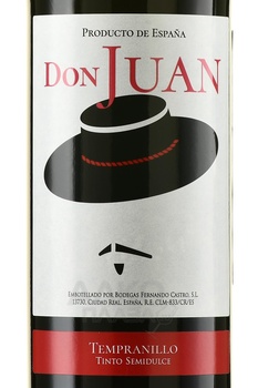 Don Juan Tempranillo - вино Дон Хуан Темпранильо 2022 год 0.75 л красное полусладкое