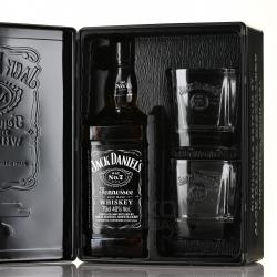 Jack Daniels with 2 glasses in metal box - виски Джек Дэниэлс 0.7 л с 2 стаканами в мет. коробке