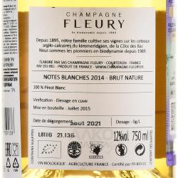 Fleury Notes Blanches Brut Nature - шампанское Флери Нот Бланш Брют Натюр 0.75 л белое экстра брют