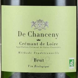 игристое вино De Chanceny Cremant de Loire AOC Brut Biologique 0.75 л этикетка