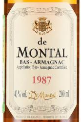 Armagnac de Montal Bas Armagnac 1987 - арманьяк де Монталь Ба Арманьяк 1987 год 0.2 л в д/у