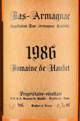 Armagnac Bas Armagnac Domaine de Haubet - арманьяк Ба-Арманьяк Домен де Обе 1986 год 0.7 л в п/у