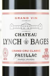 вино Chateau Lynch-Bages Grand Cru Classe Pauillac 0.75 л этикетка