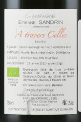 Etienne Sandrin A Travers Celles Champagne AOC - шампанское Шампань Этьен Сандран А Травер Селье АОС 0.75 л белое экстра брют