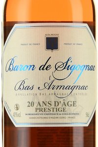 Baron de Sigognac 20 ans d’age - арманьяк Барон де Сигоньяк 20 Ан д’Аж 0.5 л в п/у