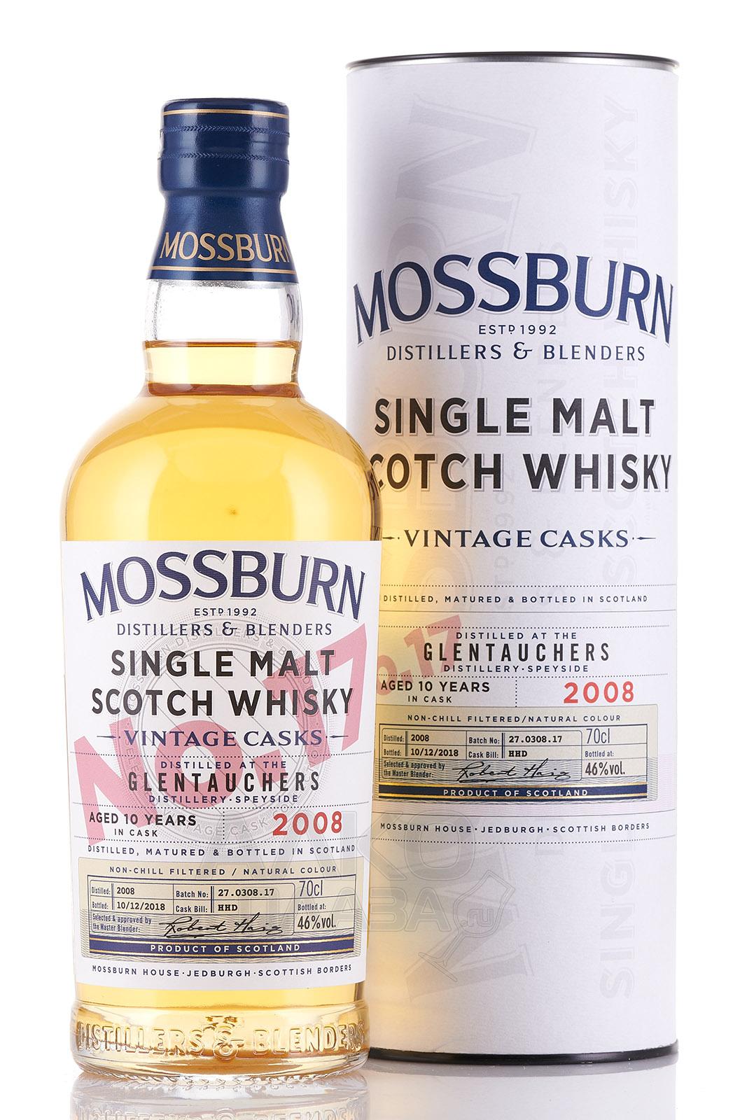 Mossburn Single Malt Scotch Vintage Glentauchers in tube - виски Моссберн Cингл Mолт Скотч Винтаж Глентачерс 0.7 л в тубе