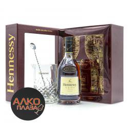 Hennessy VSOP Privilege whit glass gift box - коньяк Хеннесси ВСОП Привилеж с коктейльной ложкой и стаканом 0.7 л в п/у