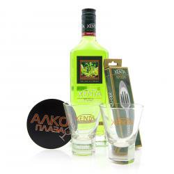 Absinth Xenta gift box - абсент Ксента в п/у + 2 бокала 0.7 л в подарочной коробке