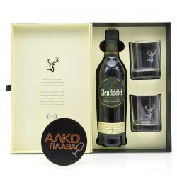 Glenfiddich 12 years old with glasses - виски Гленфиддик 12 лет 0.75 л в наборе со стаканами