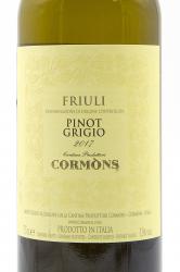 Cantina Produttori Cormons Pinot Grigio 0.75 л белое сухое этикетка