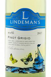 вино Линдеманс Бин 85 Пино Гриджио белое полусухое 0.75 л этикетка