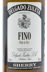 херес Sherry Delgado Zuleta Fino 0.75 л этикетка