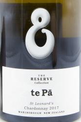 te Pa St. Leonard`s Chardonnay The Reserve Collection 0.75 л белое сухое этикетка