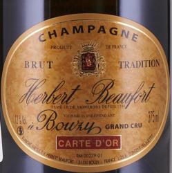 Herbert Beaufort Carte Or Grand Cru - шампанское Эрбер Бофор Карт Ор Гран Крю 0.375 л