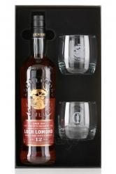 Loch Lomond Single Malt 12 Years in gift box + 2 glasses - виски Лох Ломонд Сингл Молт 12 лет 0.7 л в п/у +2 бокала