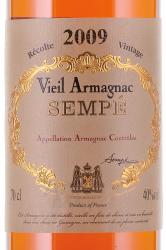 Sempe Vieil 2009 - арманьяк Семпэ Вьей 2009 год 0.7 л в д/у