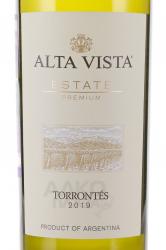 вино Альта Виста Торронтес Премиум 0.75 л этикетка