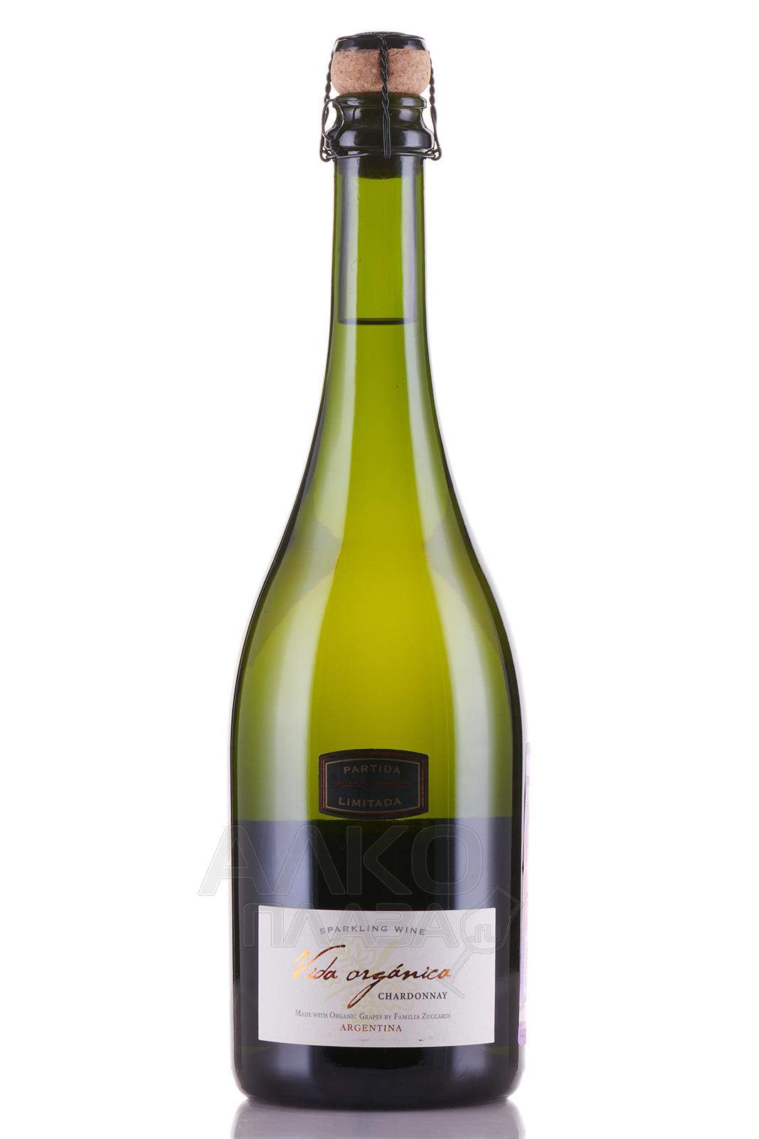 Vida Organica Sparkling Chardonnay - вино игристое Вида Органика Спарклинг Шардоне 0.75 л белое полусухое