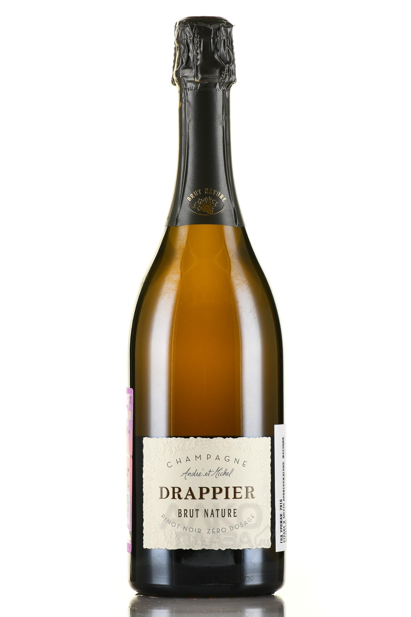 Drappier Brut Nature Pinot Noir Zero Dosage - шампанское Драпье Брют Натюр Зеро Дозаж 0.75 л