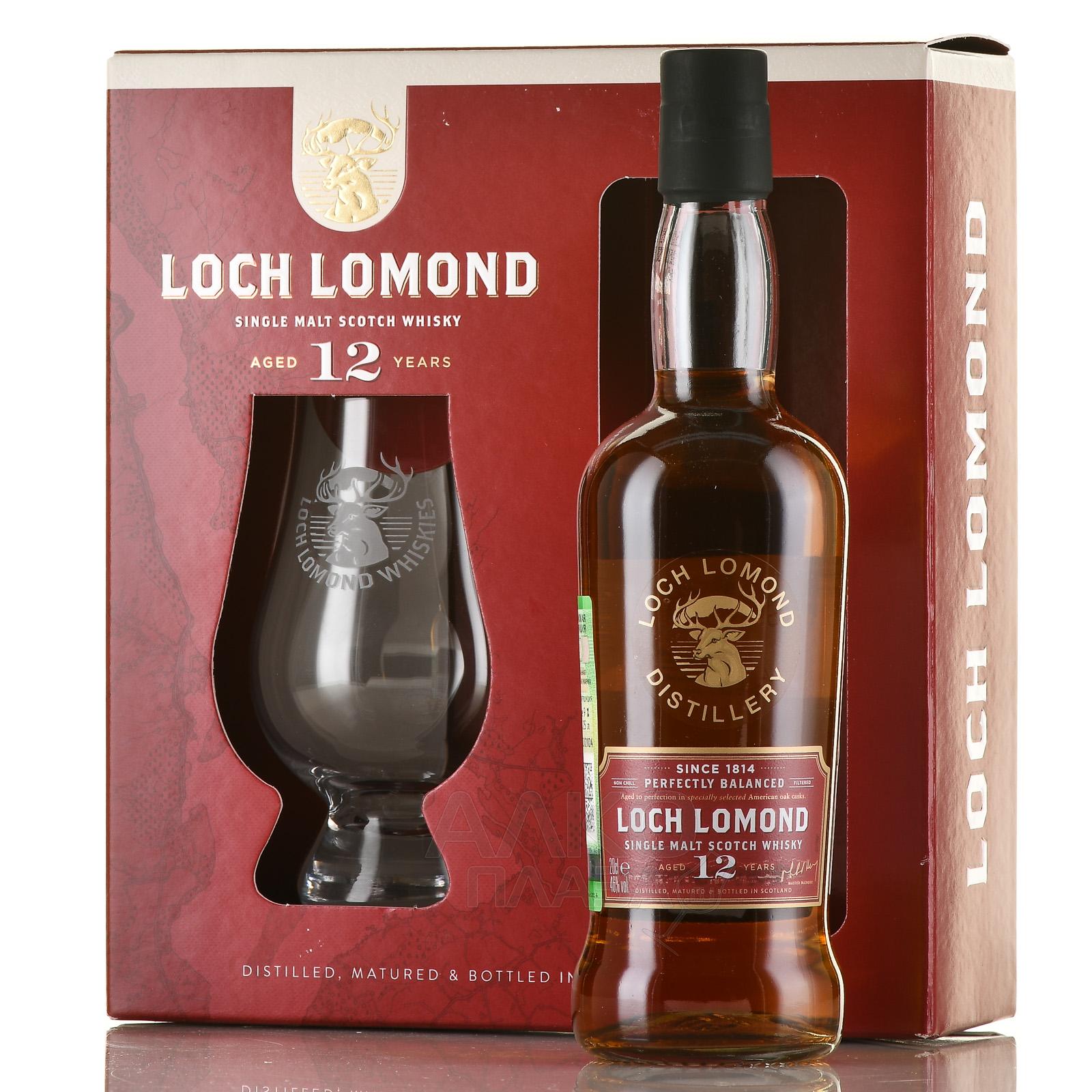 Loch Lomond Single Malt 12 years - виски Лох Ломонд Сингл Молт 12 лет 0.2 л в п/у с бокалом