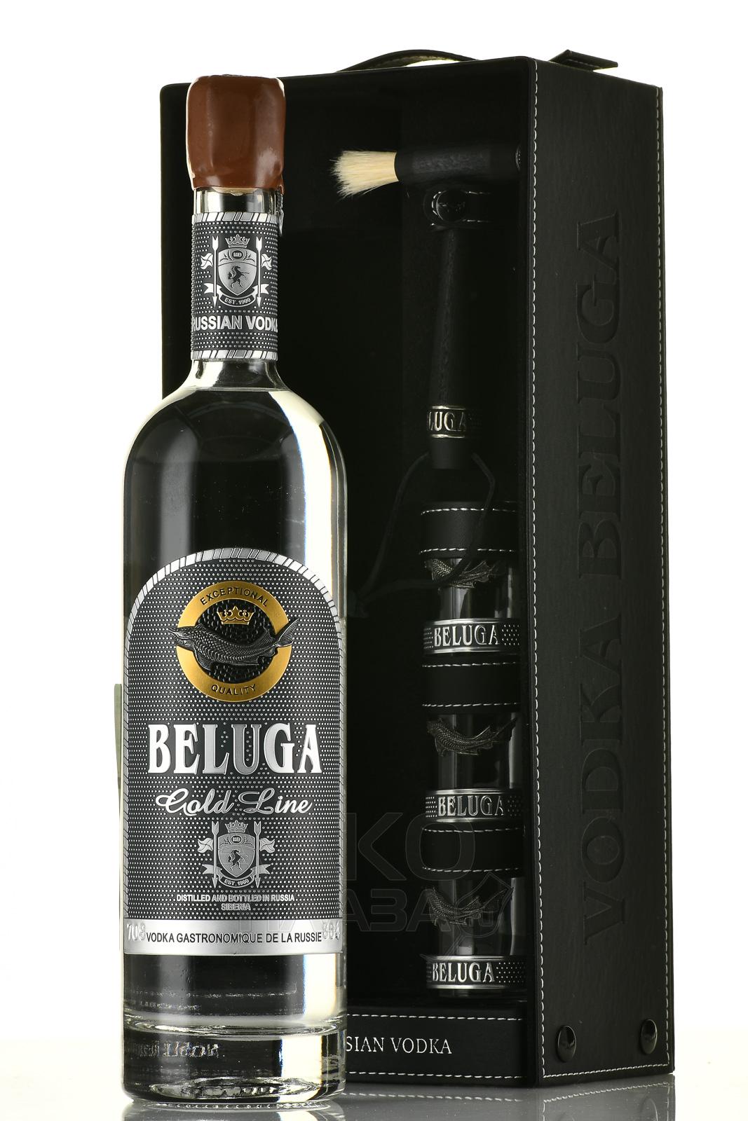 Beluga Gold Line - водка Белуга Золотая Линия с кисточкой 0.75 л в п/у + 3 стакана