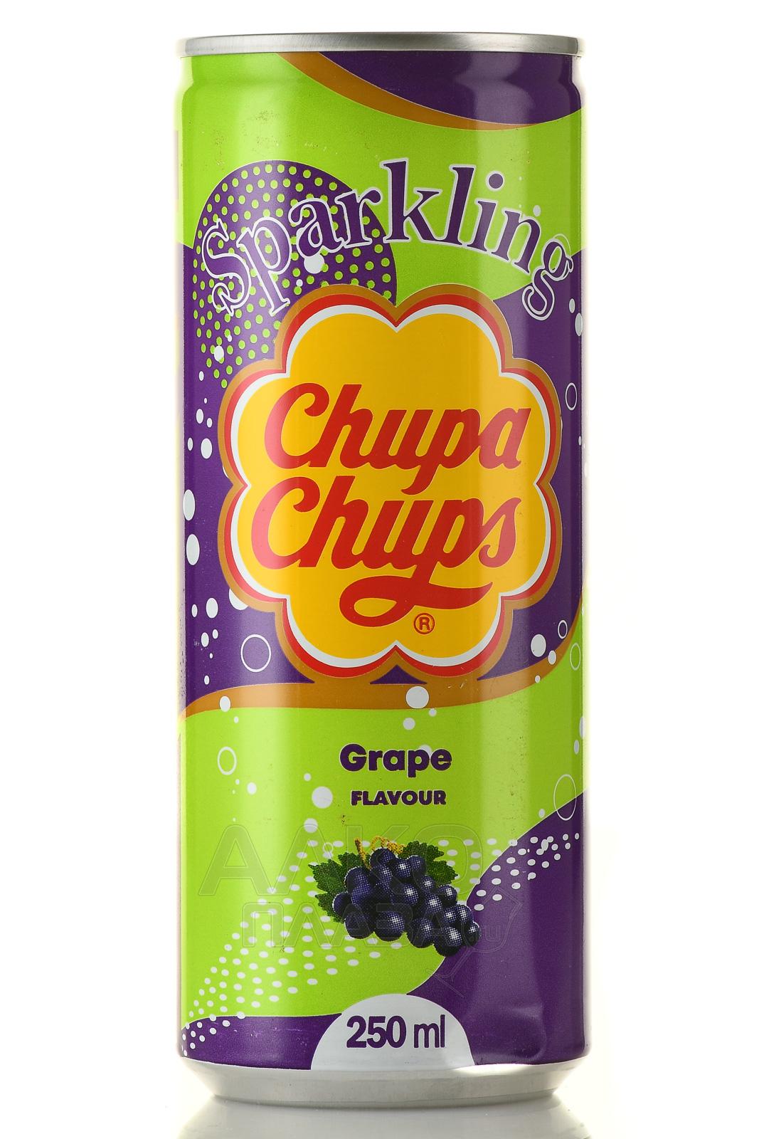Chupa Chups Grape - напиток безалкогольный сильногазированный Чупа Чупс Виноград 250 мл ж/б