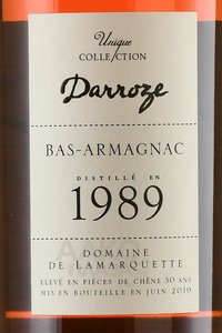 Bas-Armagnac Darroze Unique Collection 1989 - арманьяк Баз-Арманьяк Дарроз Уник Коллексьон 1989 год 0.7 л в п/у дерево