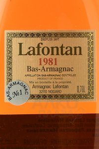 Lafontan Millesime 1981 - арманьяк Лафонтан Миллезим 1981 года 0.7 л