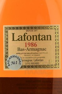 Lafontan Millesime 1986 - арманьяк Лафонтан Миллезим 1986 года 0.7 л