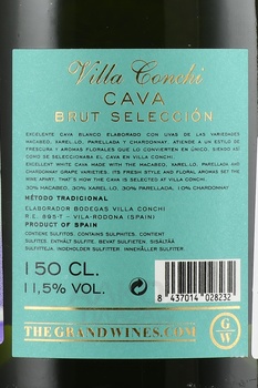 Cava Brut Seleccion Villa Conchi - вино игристое Кава Брют Селексьон Вилла Кончи 1.5 л белое брют в п/у