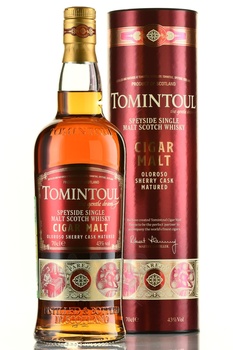 Tomintoul Speyside Cigar Malt Oloroso Sherry Cask Matured - виски Томинтул Спейсайд Сигар Молт Олоросо Шерри Каск Матуред 0.7 л в тубе