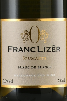 Frank Lizer Blanc de Blanc - вино игристое безалкогольное Франк Лизер Блан де Блан 0.75 л белое полусухое
