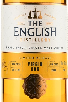 English Whisky Small Batch Release Virgin Oak - виски односолодовый Инглиш Смол Бэтч Релиз Виржин Оак 0.7 л в п/у