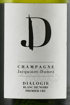 Champagne Jacquinet-Dumez Dialogie Blanc de Noirs Premir Cru - шампанское Жакине-Дюме Дьяложи Блан де Нуар Премье Крю 2018 год 0.375 л белое экстра брют