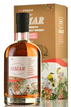 Omar Cask Strength Single Malt Lychee Liqueur Barrel Finish - виски Омар Каск Стрендж Сингл Молт Личи Ликер Барел Финиш 0.7 л в п/у