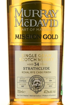 Murray McDavid Mission Gold Strathclyde 34 Years Old - виски зерновой Мюррей МакДэвид Мишн Голд Стратклайд 34 года 0.7 л в п/у