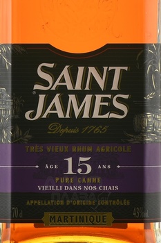 Saint James Rhum Agricole Tres Vieux 15 Years Martinique AOC - ром Сент Джеймс Агриколь Тре Вьё 15-летний Мартиника АОС 0.7 л в п/у