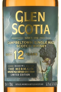 Glen Scotia Release №1 The Mermaid Palo Cortado Cask Finish 12 Years Old - виски Глен Скоша Релиз №1 Русалка Пало Кортадо Каск Финиш 12 лет 0.7 л в п/у