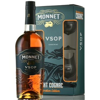 Monnet VSOP - коньяк Монне VSOP 0.7 л в п/у + 2 бокала