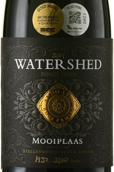 Watershed Pinot Noir Mooiplaas - вино Уотершед Пино Нуар Муиплаас 2019 год 0.75 л красное сухое