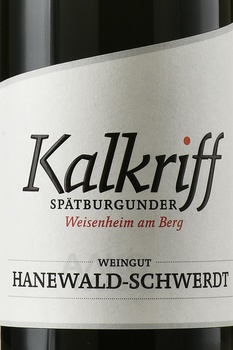 Hanewald-Schwerdt Kalkriff Spatburgunder Weisenheim am Berg - вино Ханевальд Швердт Калькрифф Шпетбургундер Вайзенхайм ам Берг 2016 год 0.75 л красное сухое