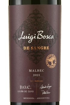 De Sangre Malbec Luigi Bosca - вино Де Сангре Мальбек Луиджи Боска 2021 год 0.75 л красное сухое