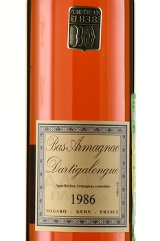 Vintage Bas Armagnac Dartigalongue 1986 - арманьяк Винтаж Ба Арманьяк Дартигалон 1986 года 0.5 л