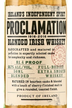 Proclamation Blended Irish Whiskey - виски Прокламэйшн 0.05 л