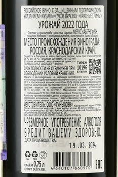 Вино Красные Глины Гунько Вайнери 2022 год 0.75 л красное сухое